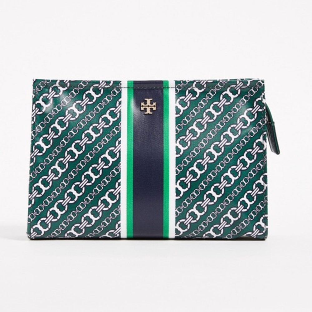 NWOT Tory Burch Gemini Link Triangle Cosmetic Case